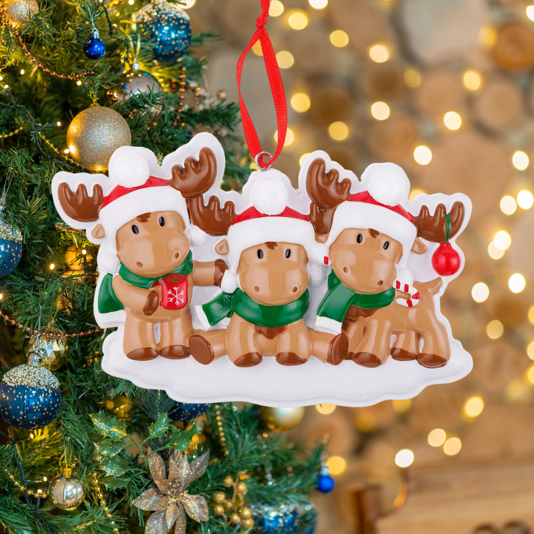 Cutesy Moose Family of 3 Ornament