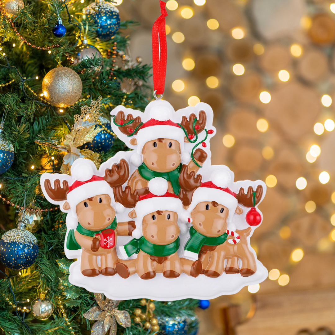 Cutesy Moose Family of 4 Ornament