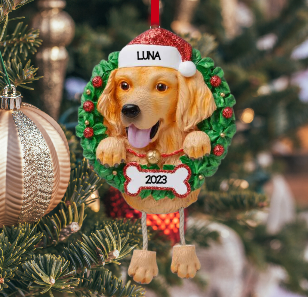 Personalized Golden Retriever Dog Ornament Custom Holiday Gift Personalized by Santa Canada