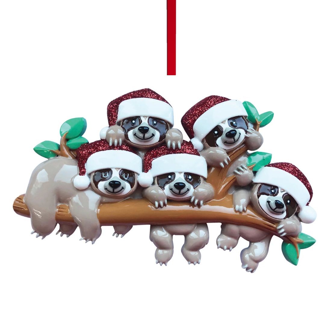 Sloth Family - Family of 5 Ornament