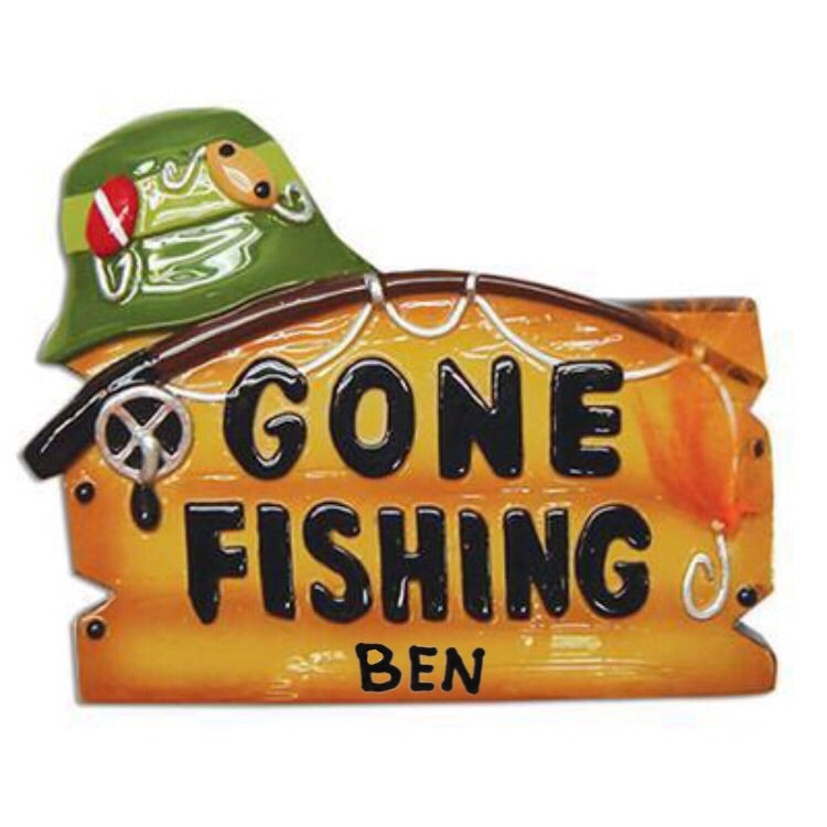 Personalized by Santa Gone Fishing Hobbies and Activities Hanging Figurine