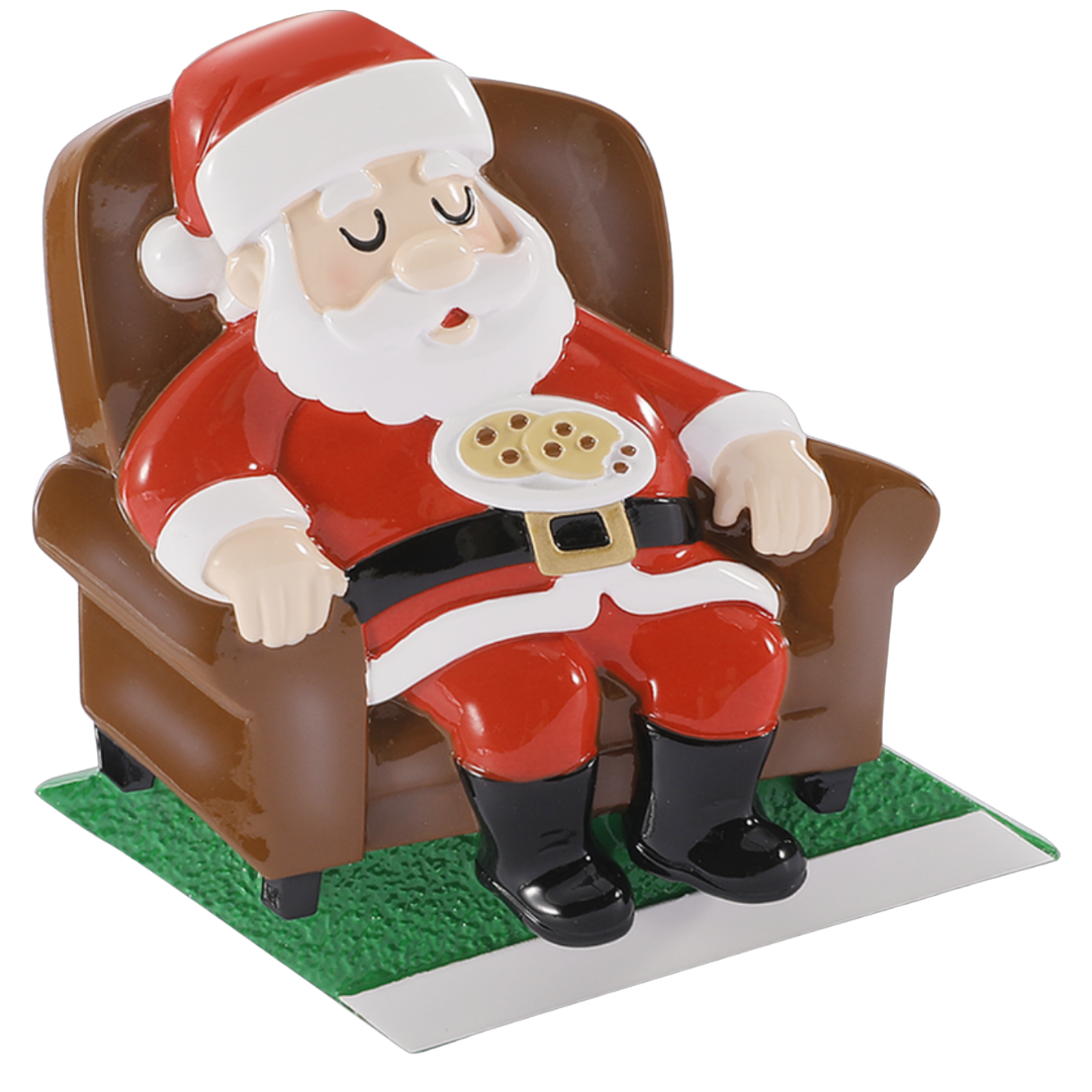 Santa Sleeping After Cookies Ornament