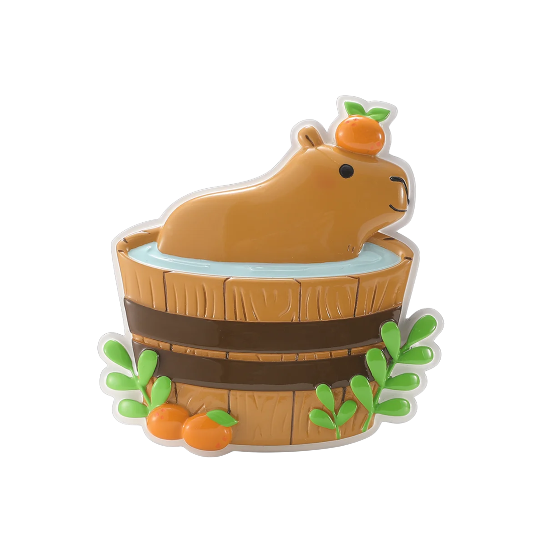 Ornement de capybara dans un bain en tonneau