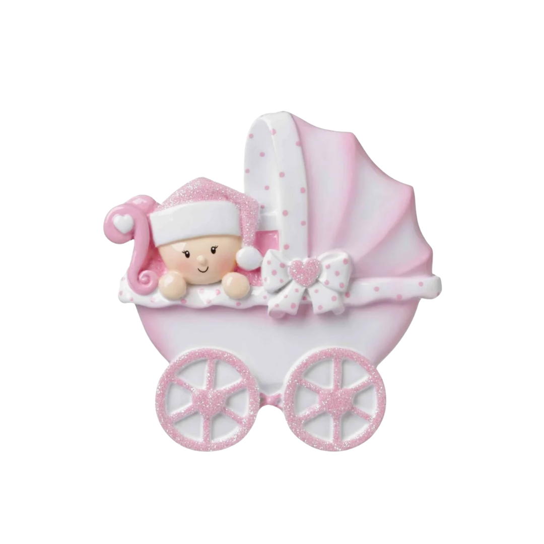 Baby in Pink Carriage Ornament