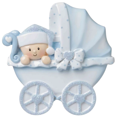 Baby in Blue Carriage Ornament