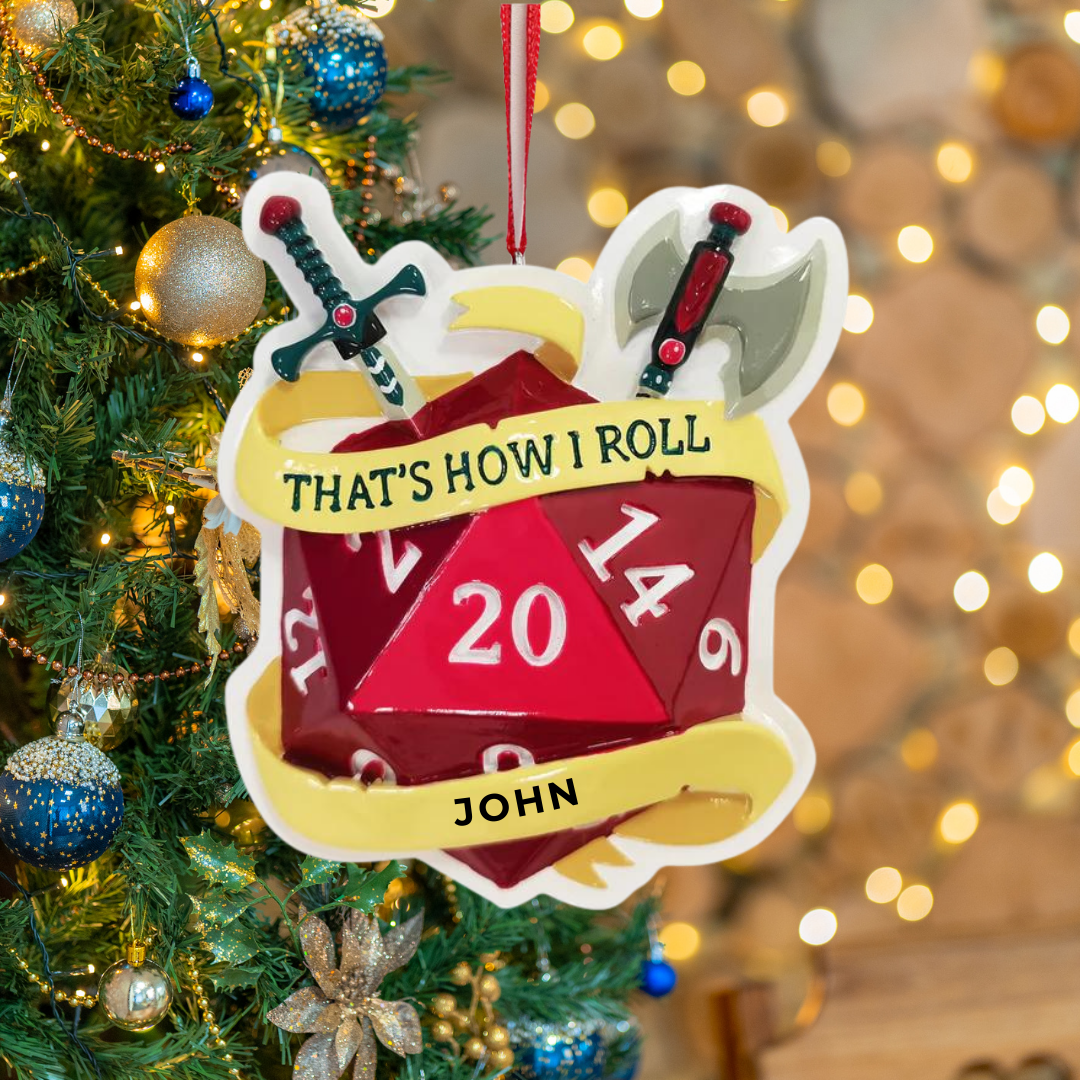 "That's How I Roll" RPG Dice Personalized Christmas Ornament