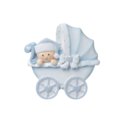 Baby in Blue Carriage Ornament