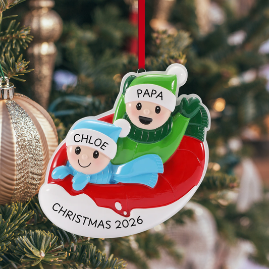 Parent with Child Snow Tubing Ornament