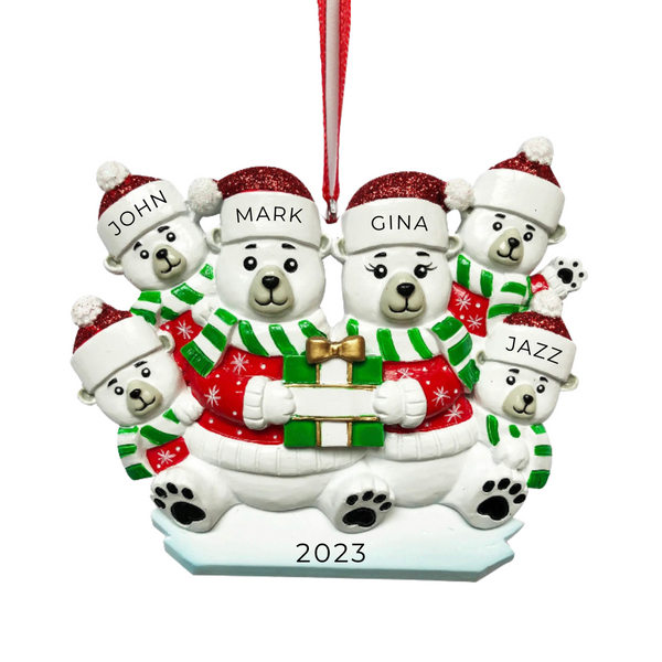 Polar Bear Family of 6 Ornament
