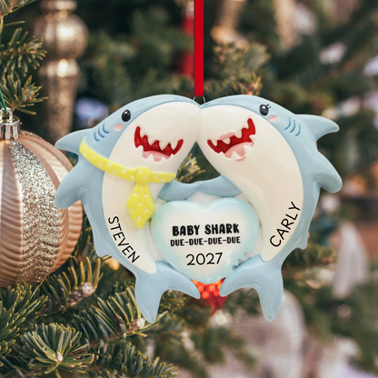 Shark Couple Expecting Ornament
