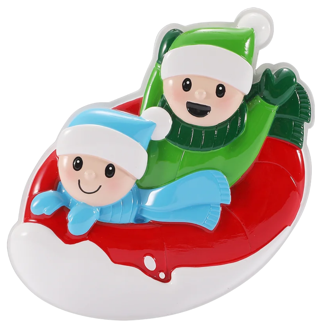 Parent with Child Snow Tubing Ornament