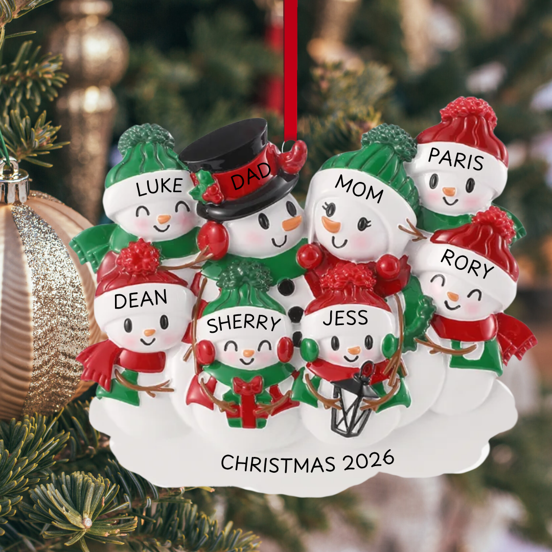 Snowman family - Family of 8 Ornament