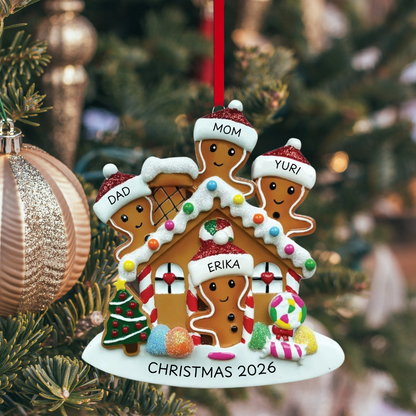 Gingerbread Family of 4 Ornament