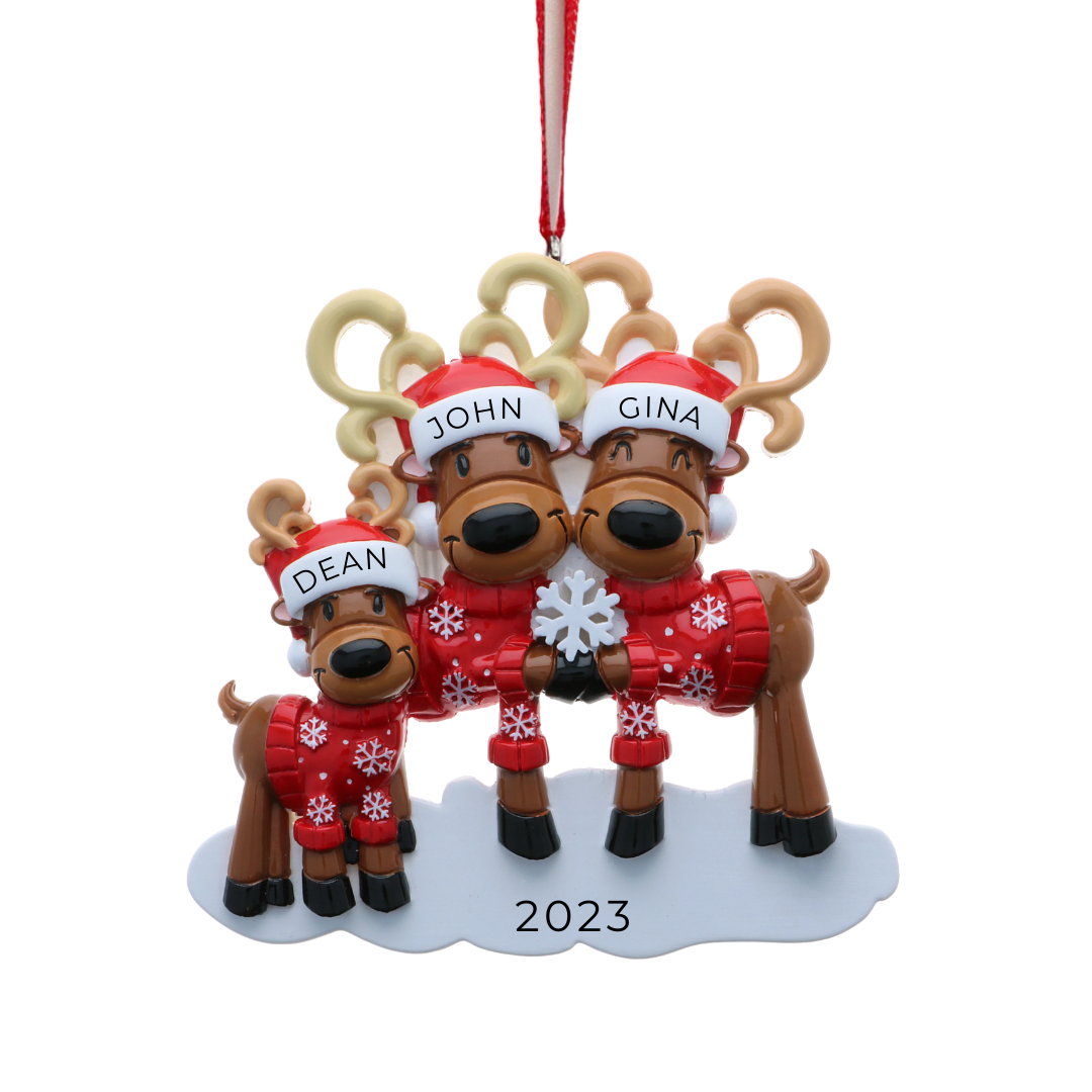 Mr & Mrs Reindeer Family of 3