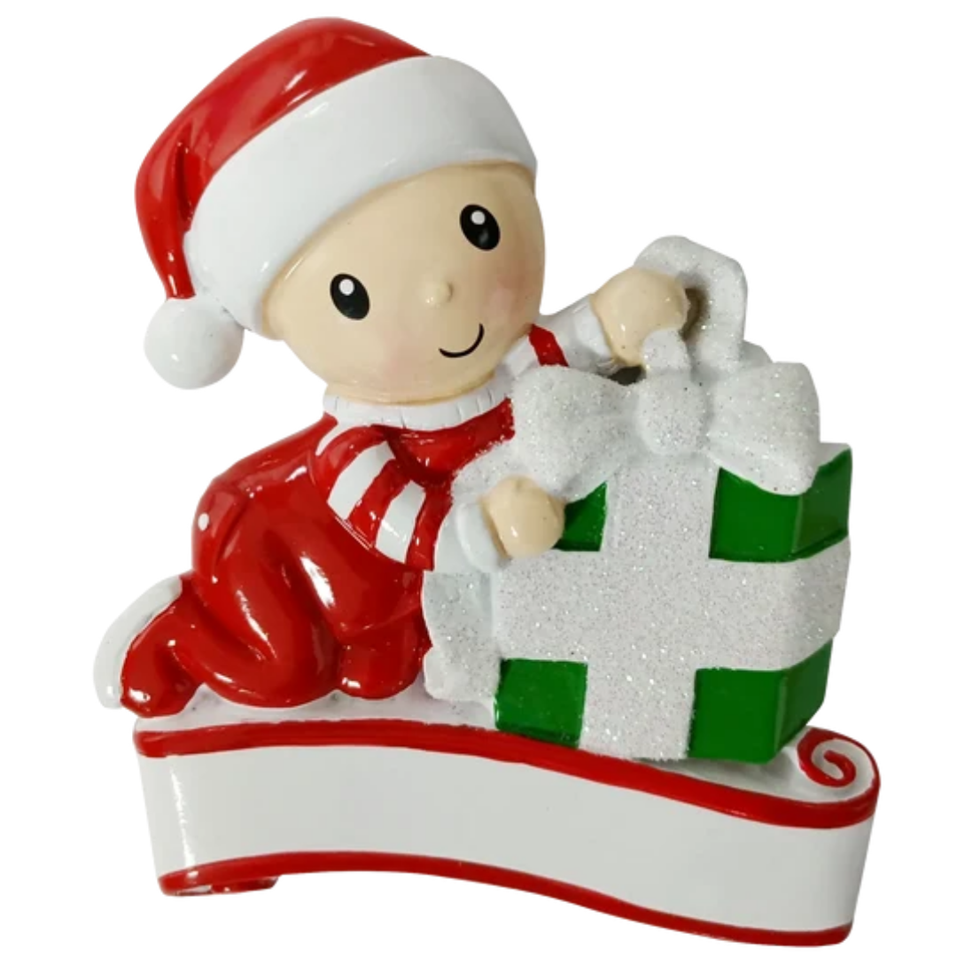 Baby with Present Ornament