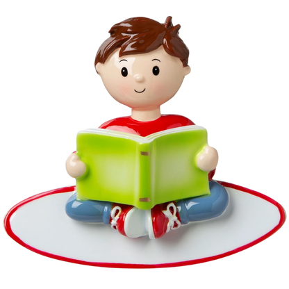 Boy Reading Book Ornament