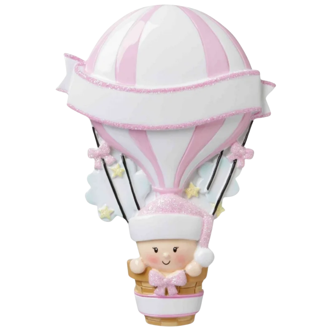 Pink Baby Hot Air Balloon Ornament