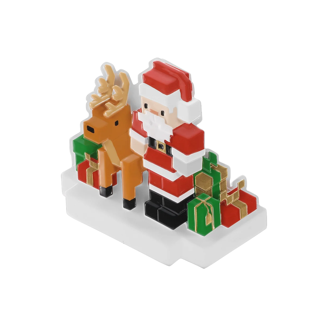Santa and Reindeer Block Character Ornament