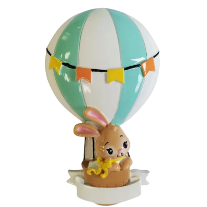 Blue Baby Bunny in Hot Air Balloon Ornament
