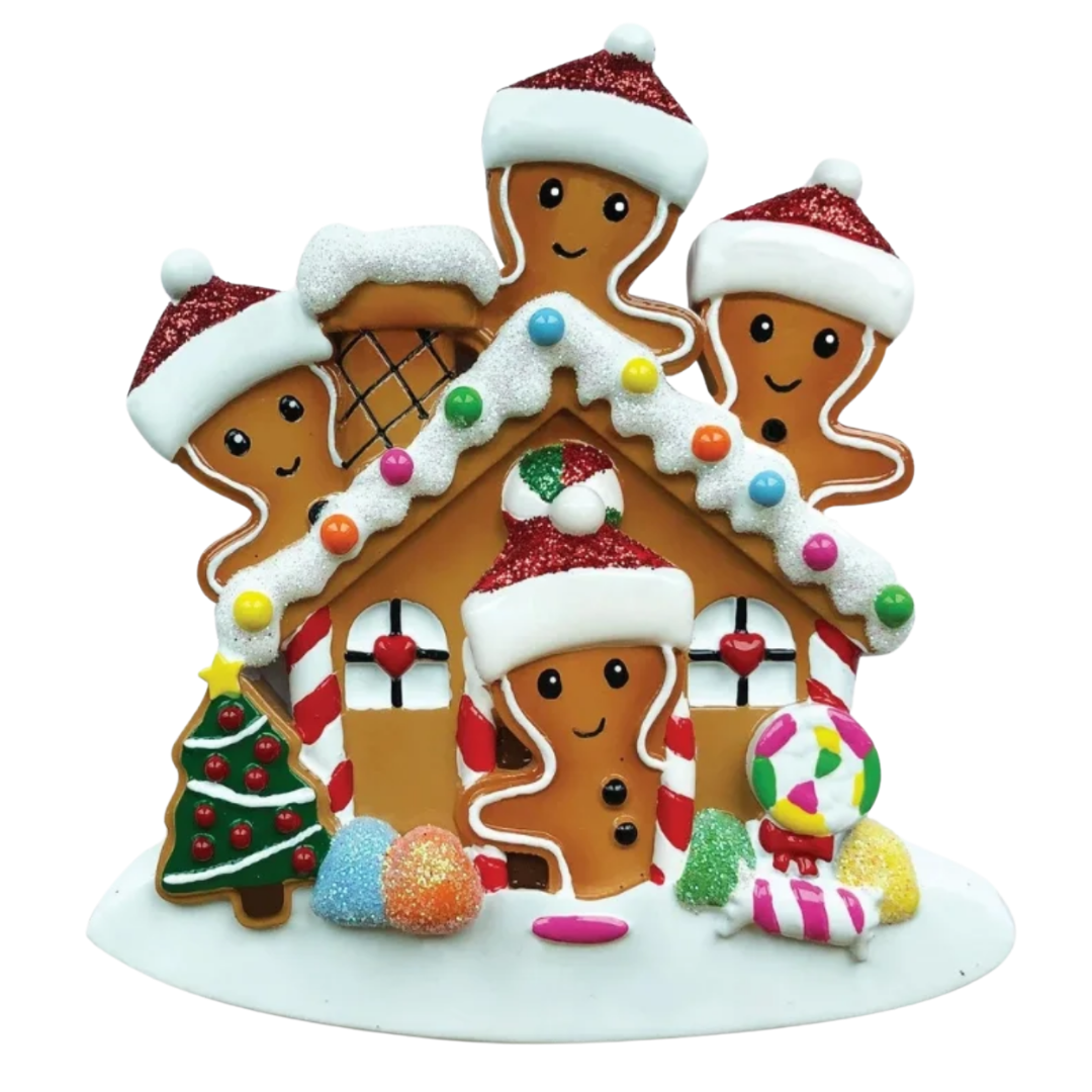 Gingerbread Family of 4 Ornament