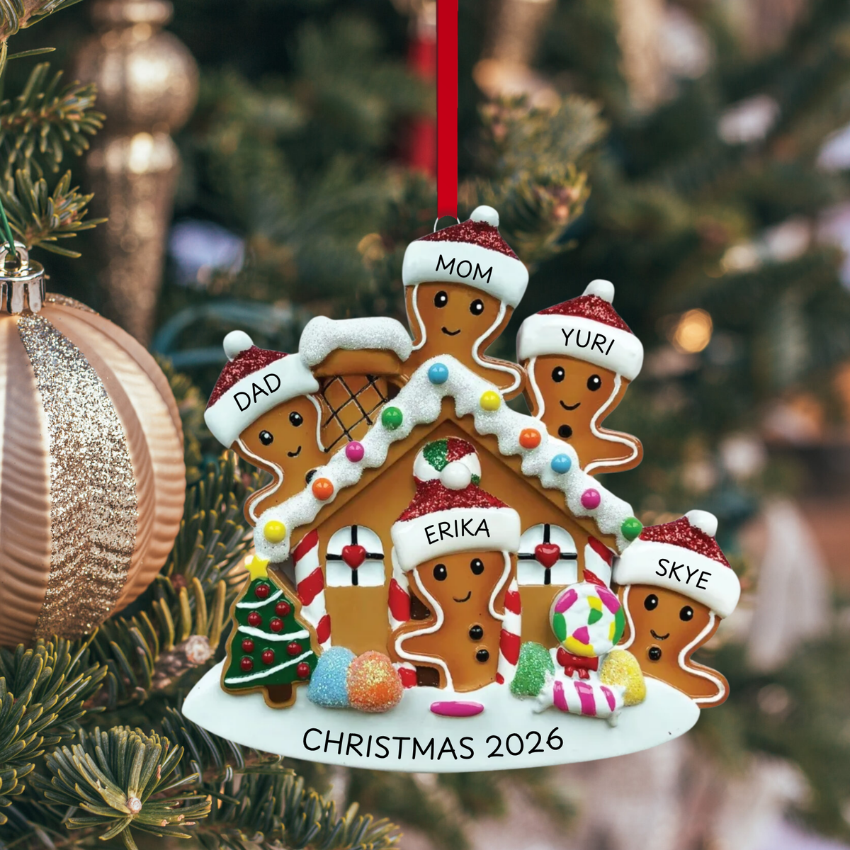 Gingerbread Family of 5 Ornament