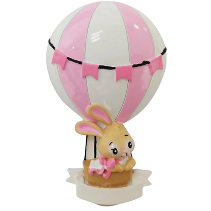 Pink Baby Bunny in Hot Air Balloon Ornament