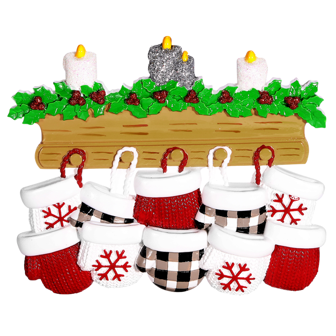 New Mitten Family of 10 Ornament