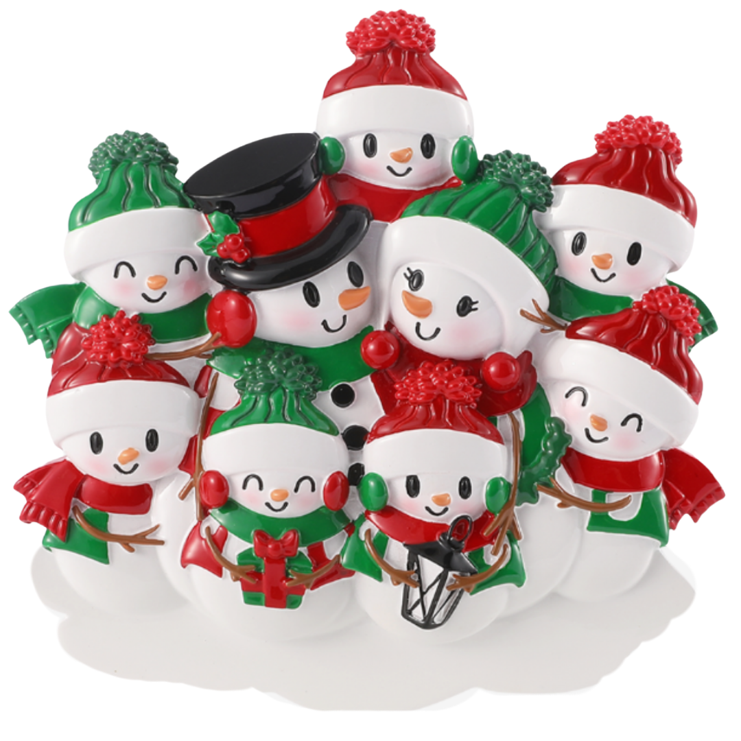 Snowman family - Family of 9 Ornament