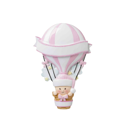Pink Baby Hot Air Balloon Ornament