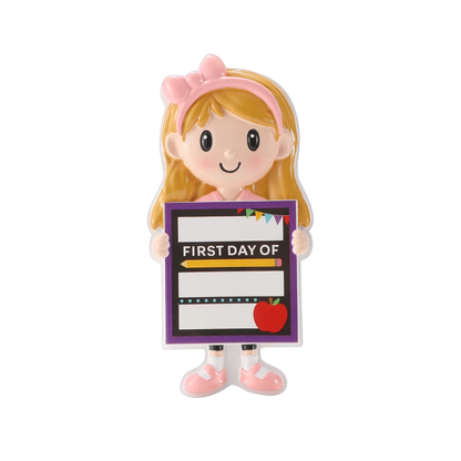 Girl’s First Day of School Board Ornament