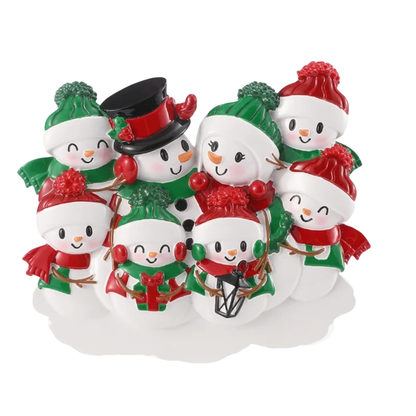 Snowman family - Family of 8 Ornament