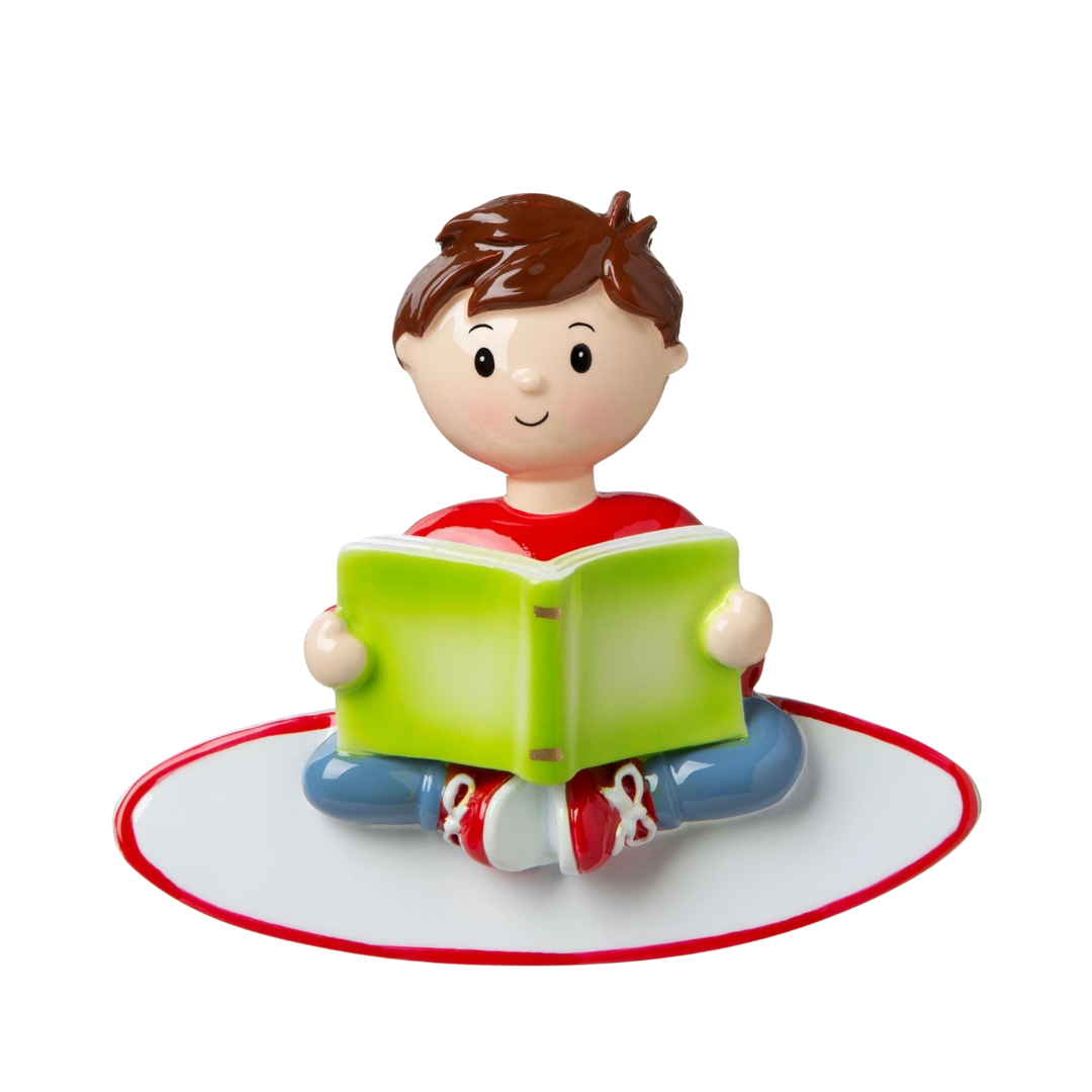 Boy Reading Book Ornament