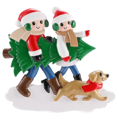 Christmas Tree Tradition Couple with Dog Ornament