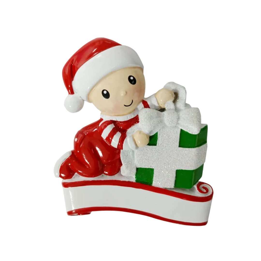 Baby with Present Ornament