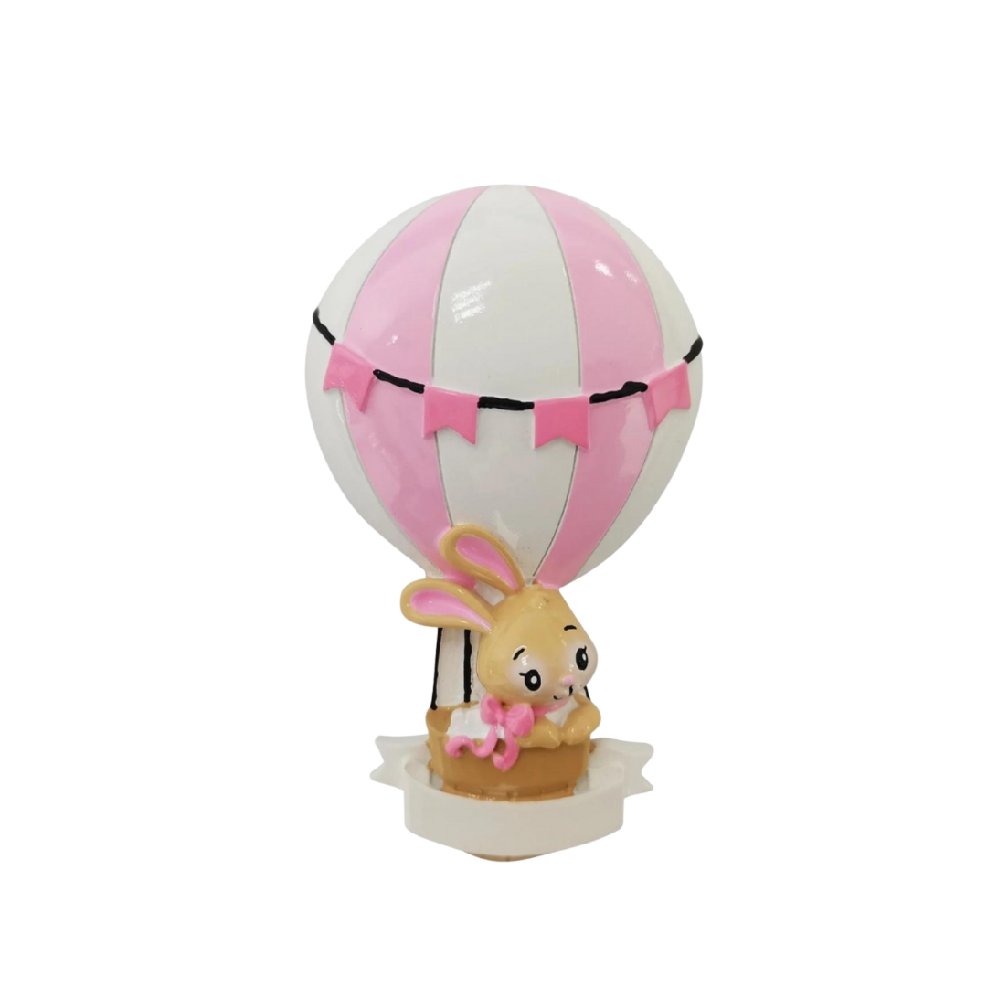 Pink Baby Bunny in Hot Air Balloon Ornament