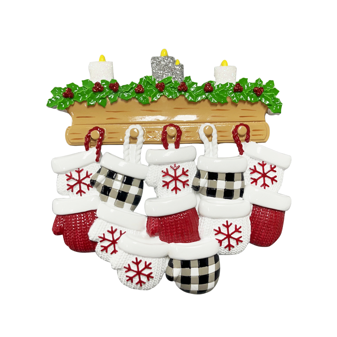 New Mitten Family of 12 Ornament