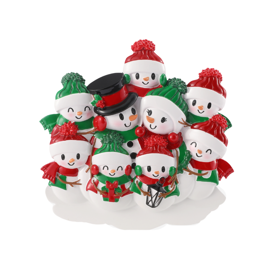 Snowman family - Family of 9 Ornament