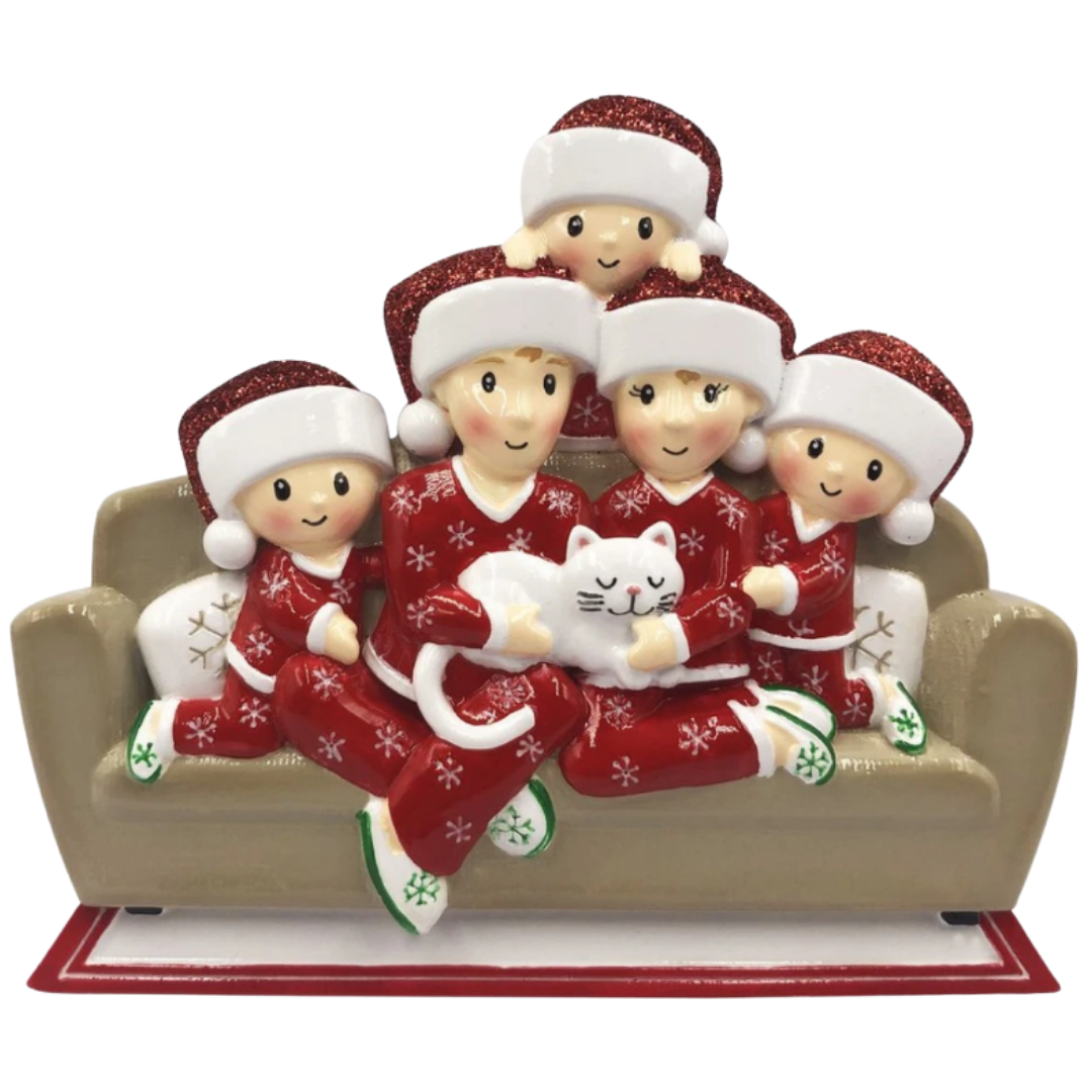 Couch Family of 5 with Cat
