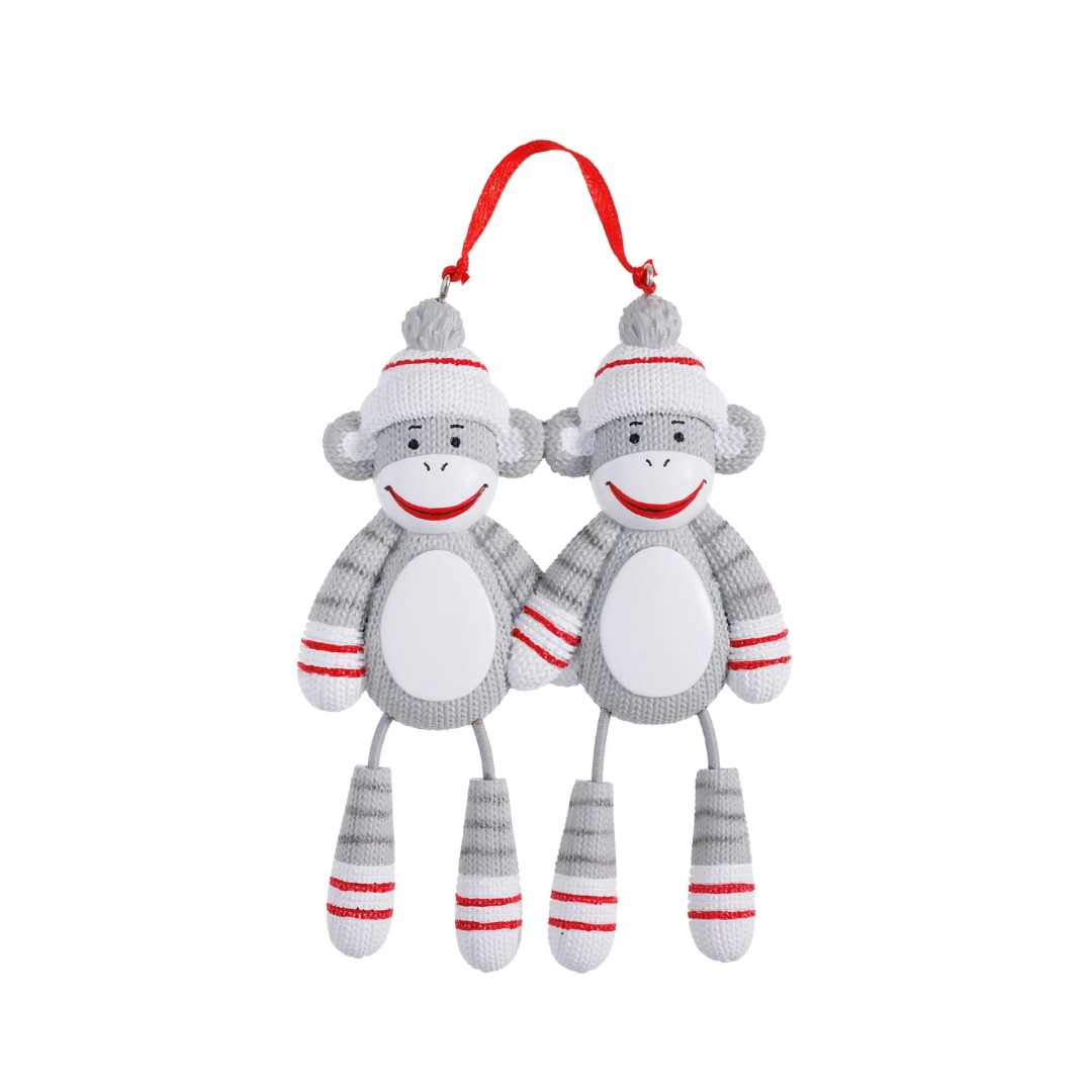 Sock monkey Couple Ornament
