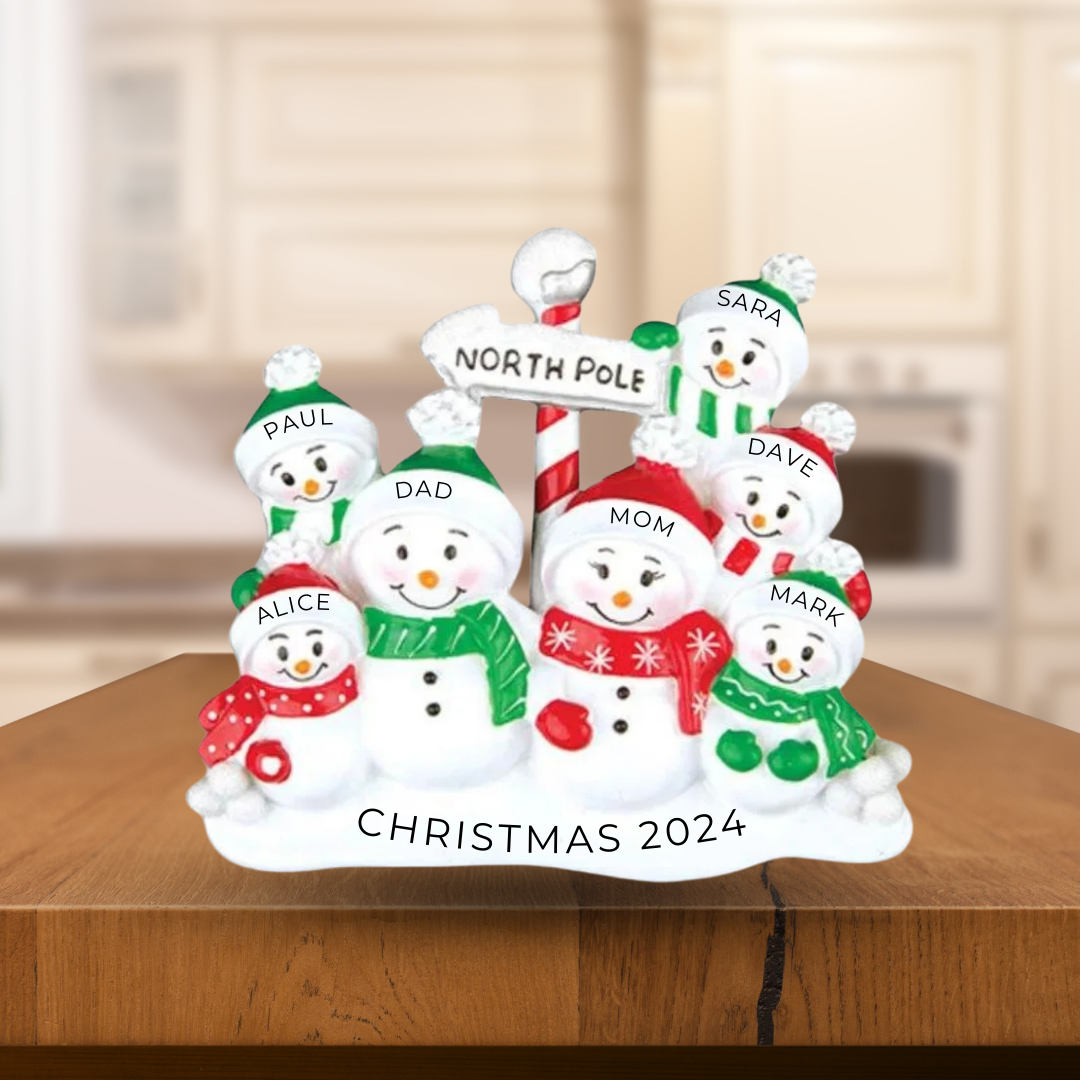 North Topper Personalized North Pole Family of 7 - Table Topper Stand Decoration ...