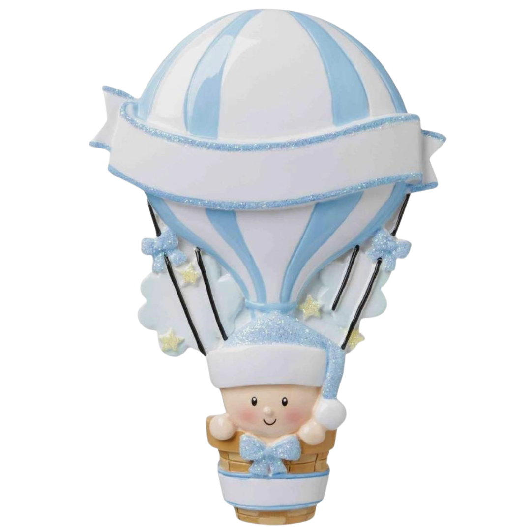 Blue Baby Hot Air Balloon Ornament