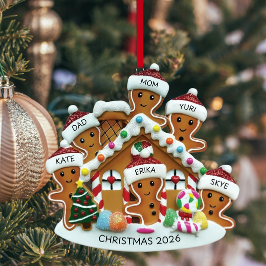Gingerbread Family of 6 Ornament