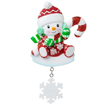 Snowbaby with Candy Cane - Red Ornament