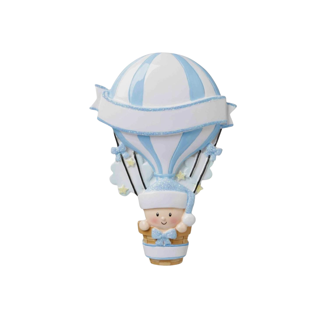 Blue Baby Hot Air Balloon Ornament