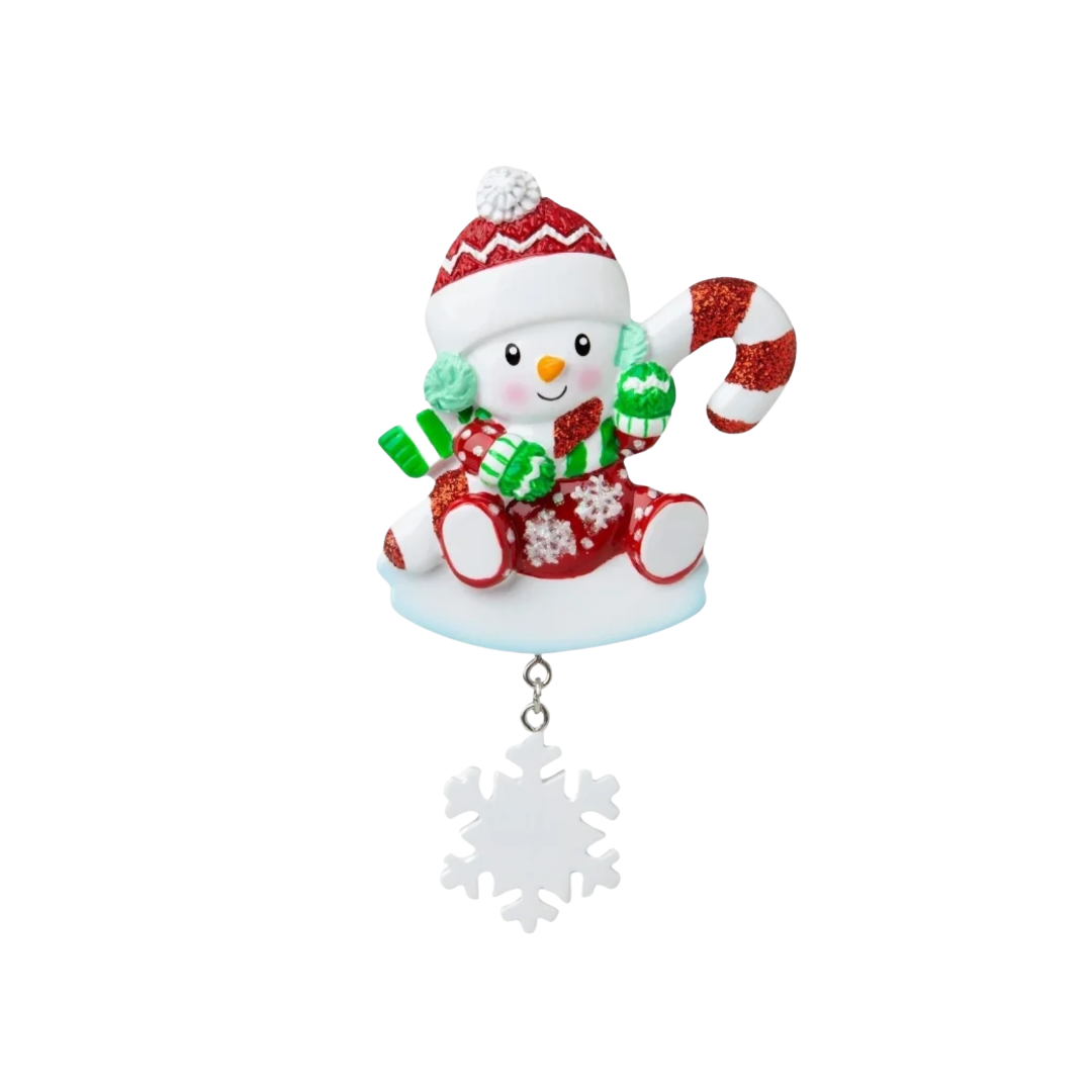 Snowbaby with Candy Cane - Red Ornament