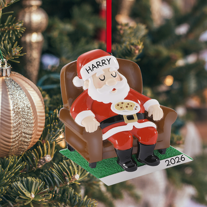 Santa Sleeping After Cookies Ornament