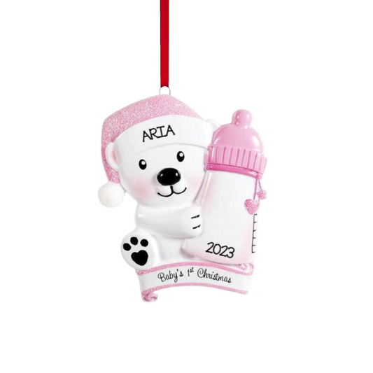 Baby Bear Bottle - Pink Ornament