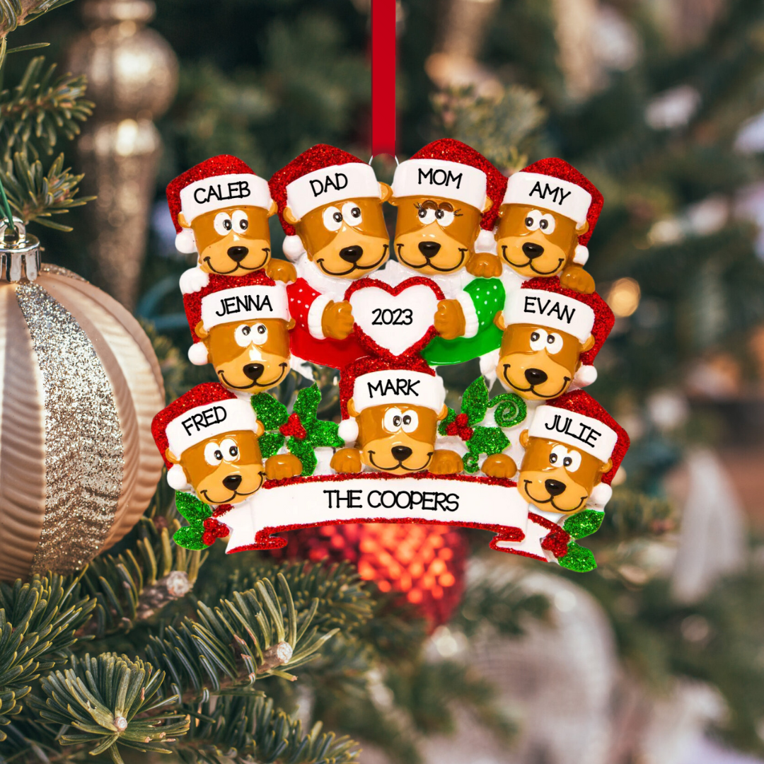 Brown Bear Family of 9 Ornament