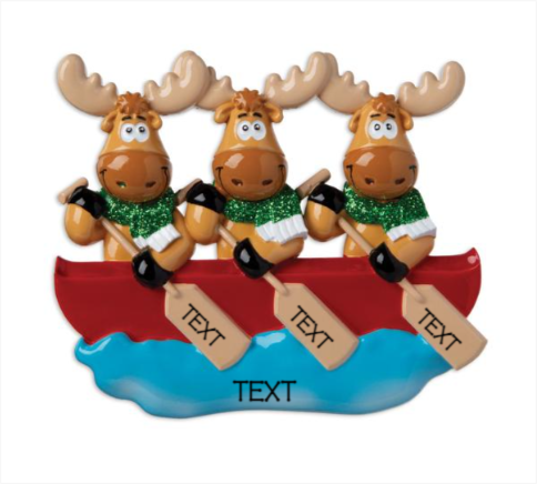 Canoe Moose Family of 3 Ornament