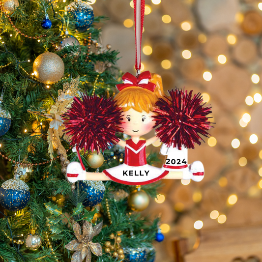 Personalized Cheerleader Red Ornament - Custom Holiday Gift